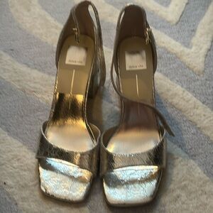 Dolce vita gold strappy sandals, worn once, block heel, super comfy and stylish